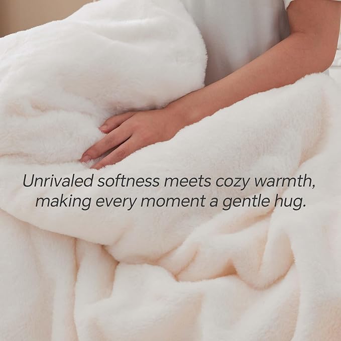 BEDELITE Faux Fur Fleece Queen Comforter Set - Fluffy & Warm Cream White Comforter Queen Size，Ultra Soft and Cozy Winter Bedding Set,Fuzzy Thick Bed Set,1 Comforter and 2 Pillowcases