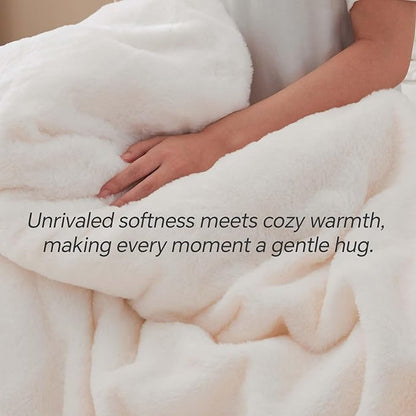 BEDELITE Faux Fur Fleece Queen Comforter Set - Fluffy & Warm Cream White Comforter Queen Size，Ultra Soft and Cozy Winter Bedding Set,Fuzzy Thick Bed Set,1 Comforter and 2 Pillowcases