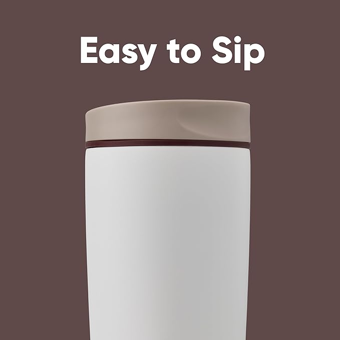 Owala SmoothSip Slider Insulated Stainless Steel Coffee Tumbler, Reusable Iced Coffee Cup, Hot Coffee Travel Mug, BPA Free 20 oz, Vanilla Bean