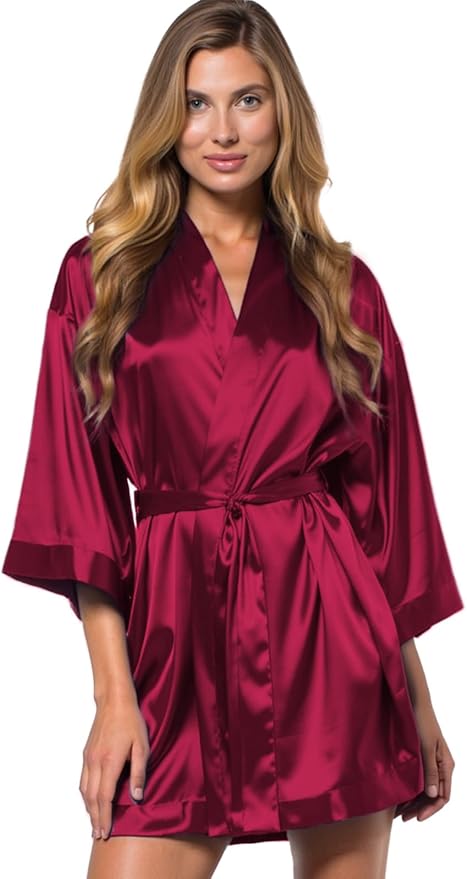 Turquaz Women's Bride Bridesmaids Silky Robe Satin Kimono Robes for Women Lingerie