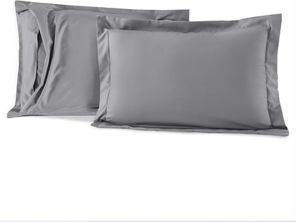 Elegant Comfort 3-Piece Box Stitched Down Alternative Comforter with Shams - Ultra Soft for All Season Duvet Insert with Corner Tabs, Plush Cozy 3PC Comforter Set, Oversize King, Gray