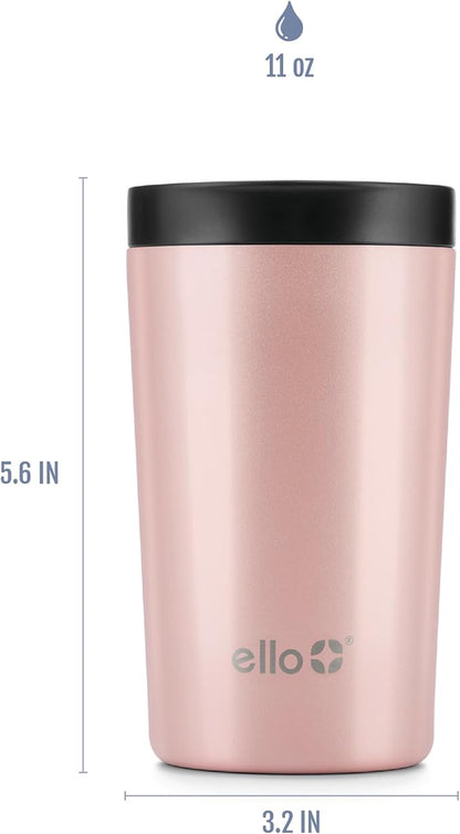Ello Jones Stainless Steel Travel Coffee Mug - Travel Tea Mug, 11oz, Rosegold