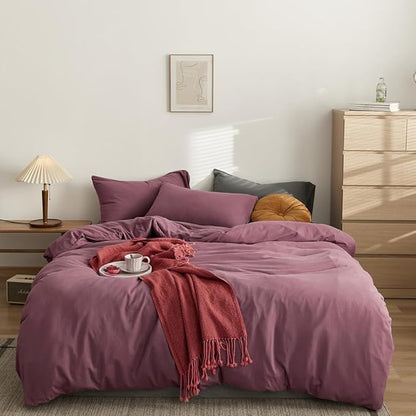 CLOTHKNOW Pale Mauve Queen Comforter Set Dusty Purple Bedding Comforter Sets Soft All Season Purple Comforter with 2 x Pillow Cases