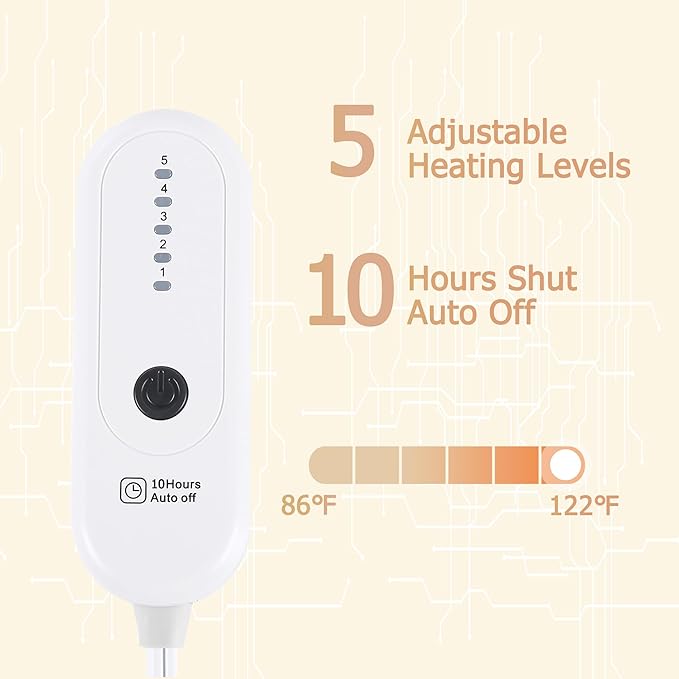 Electric Heated Blanket, 3D Patterned Diamond Grid, Twin Size Sherpa Super Cozy Heated Blanket with 5 Heating Levels & 10 Hours Auto Off, Light Khaki