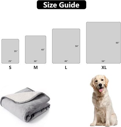 Waterproof Dog Blankets for Medium Dogs, Washable Pet Blanket for Indoor Cats, Plush Sherpa Puppy Throw Furniture Protector for Bed Couch Sofa(30"x40",M,Darkgrey)