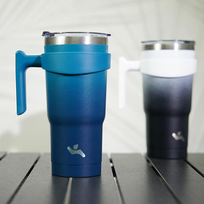20 oz Tumbler with Handle and 2 Straw 2 Lid, Insulated Water Bottle Stainless Steel Vacuum Cup Reusable Travel Mug,Indigo Black
