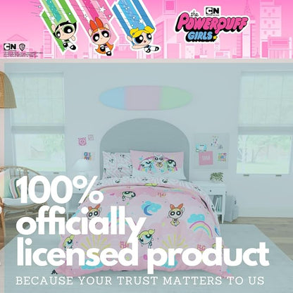 Franco Collectibles Powerpuff Girls Bedding 7 Piece Super Soft Comforter and Sheet Set with Sham, Queen, (100% Official Licensed Product)