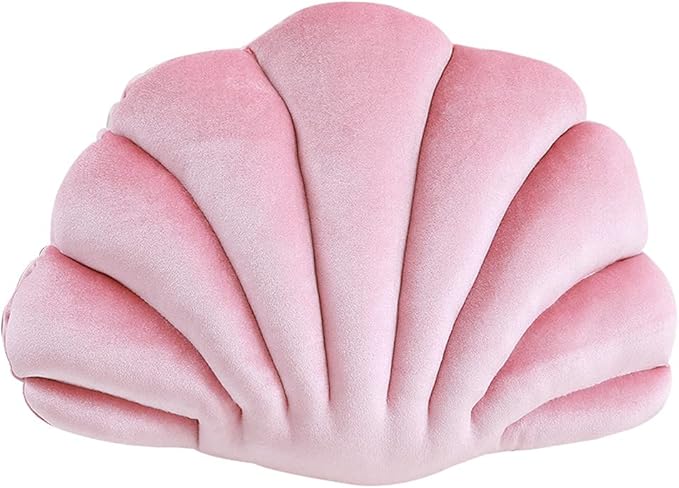 Patty Both Seashell Decorative Pillow Velvet Seashell Throw Pillow, Sea Shell Shaped Throw Pillow Decorative Pillows for Bed Couch Home Office Decor (Pink, Small(12.8 * 10in 0.3kg))