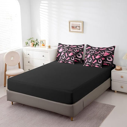 Feelyou Pink Western Cowgirl Comforter Set with Sheets Queen Size Kids West Cowboy 7 Pieces Bedding Set for Boys Girls Teens Rodeo Horseshoe Hat Bed in a Bag Grunge Design Bed Set Sun Moon