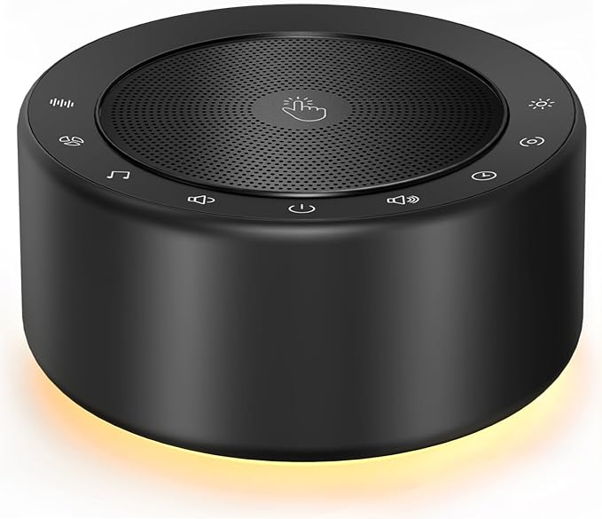 Kipcush White Noise Machine with Night Light – Nursery Sound Machine with Soft Non-Glare Lamp, 30 Soothing Sounds, 8 Color Lights, Up to 8-Hour Timer for Baby & Adults