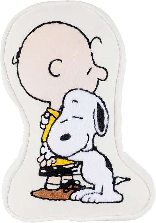 Berkshire Peanuts® Plush Throw Pillow, Gift Idea, Snoopy Cute Character Shaped Cushion, Soft Cozy Decor for Bed Couch Chair(75th Charlie Brown + Snoopy Hugs Pillow All Colorways, 15.5’’ L)