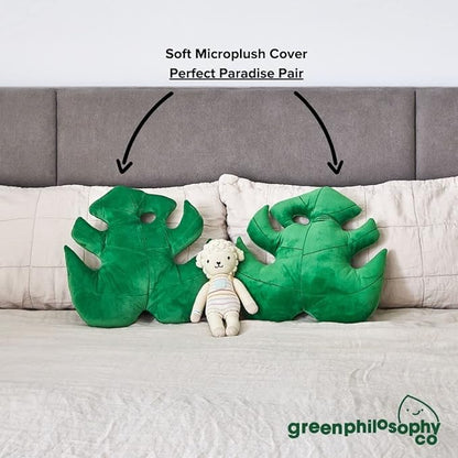 Green Philosophy Co. Monstera Deliciosa Leaf Pillow - Jungle Green