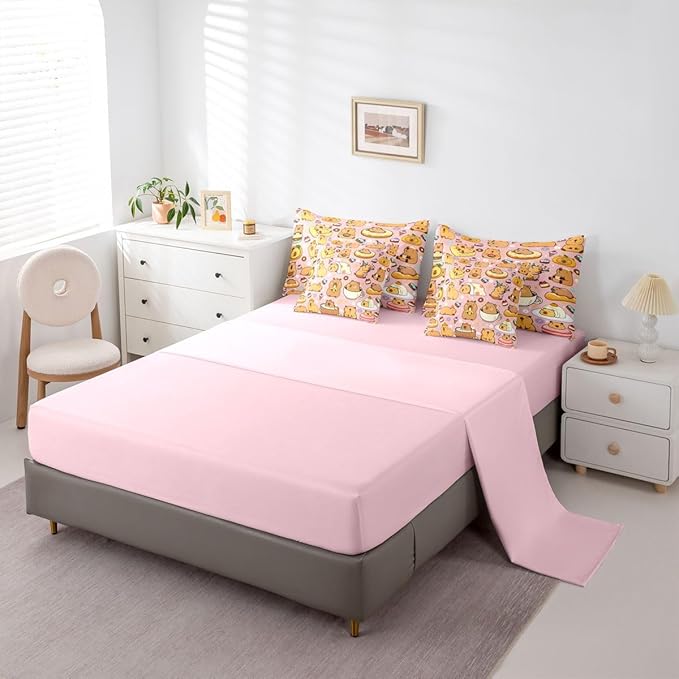 Funny Cute Capybaras 7 Pieces Bedding Set Queen Size,Capybara Lover Bed in a Bag,Kawaii Rodent Animals Bed Set Includes Comforter,Sheet Set,Pillowcases & Pillow Covers,Cakes Ice Creams Bedroom Decor