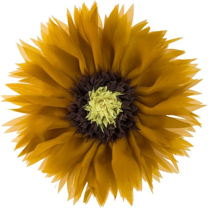 Mustard Yellow 3D Sunflower Round Decorative Throw Pillow Handcrafted Cute Elegant Flower Accent Pillow Boho Farmhouse Floral Cushion for Bed Couch Car Living Room Bedroom Home Decor 12Inch