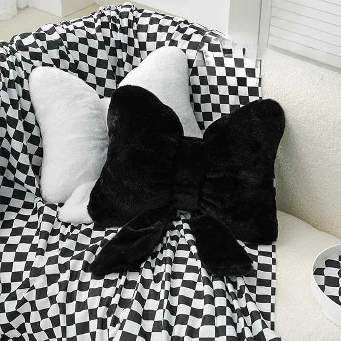 2 Pcs Coquette Bow Throw Pillows Cute Bowknot Plush Pillow Coquette Home Decor Stuffed Decorative Bow Lumbar Pillow for Girls Loft Bed Decor Accessories