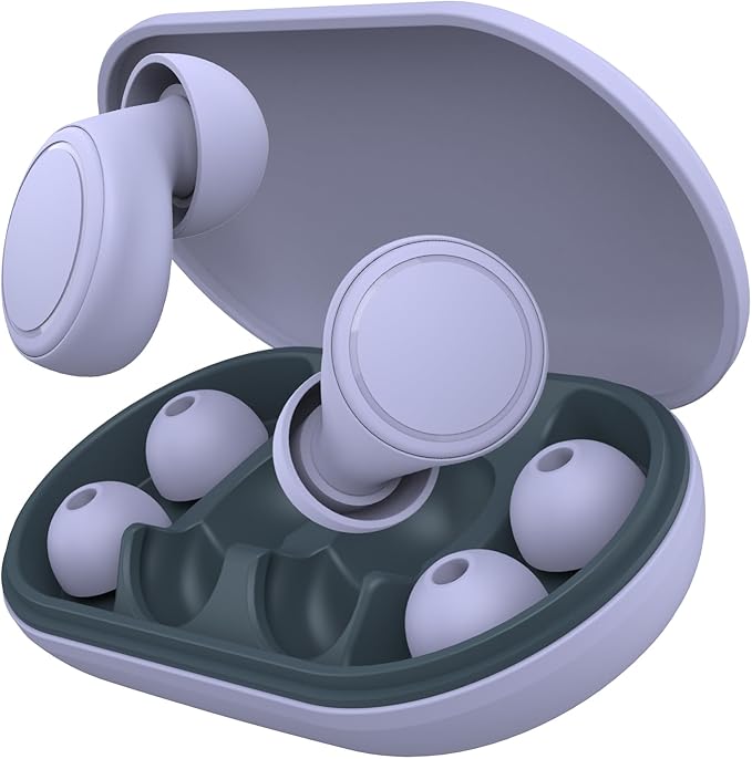 Ear Plugs for Sleeping 45dB Noise Cancelling Reusable Soft Silicone Ear Plugs for Noise Reduction Concert Earplugs for Shooting Snoring Airplanes Musicians Motorcycle with 8 Eartips Case Violet