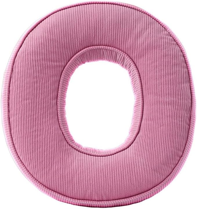 Pink Letter Plush Pillow, Letter Hugging Throw Pillows, Decorative Corduroy Initial Letter Shaped Throw Pillows, Letter Pillows English Alphabet A to Z for Sofa Bedroom Living Room Decor (O)