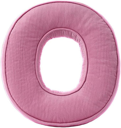 Pink Letter Plush Pillow, Letter Hugging Throw Pillows, Decorative Corduroy Initial Letter Shaped Throw Pillows, Letter Pillows English Alphabet A to Z for Sofa Bedroom Living Room Decor (O)