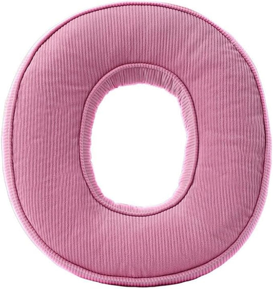 Pink Letter Plush Pillow, Letter Hugging Throw Pillows, Decorative Corduroy Initial Letter Shaped Throw Pillows, Letter Pillows English Alphabet A to Z for Sofa Bedroom Living Room Decor (O)
