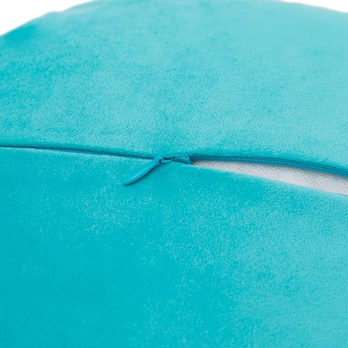 Decorative Throw Pillow 3D Flower Round Pillow Accent Handmade Cushion with Insert for Couch Bed Home Decor 12 Inch Teal