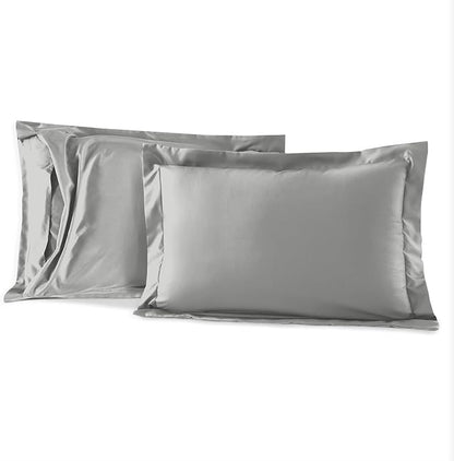 Elegant Comfort 3-Piece Box Stitched Down Alternative Comforter with Shams - Ultra Soft for All Season Duvet Insert with Corner Tabs, Plush Cozy 3PC Comforter Set, Oversize Queen, Silver Gray