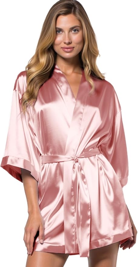 Turquaz Women's Bride Bridesmaids Silky Robe Satin Kimono Robes for Women Lingerie