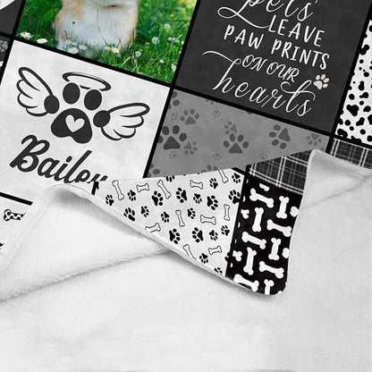 D-Story Pet Dog Memorial Gifts Personalized - in Loving Memory of Loss Dog Custom Blanket with Dogs Pictures and Name - Loss Pet Sympathy Remembrance Gift for Kids and a Grieving Pet Owner