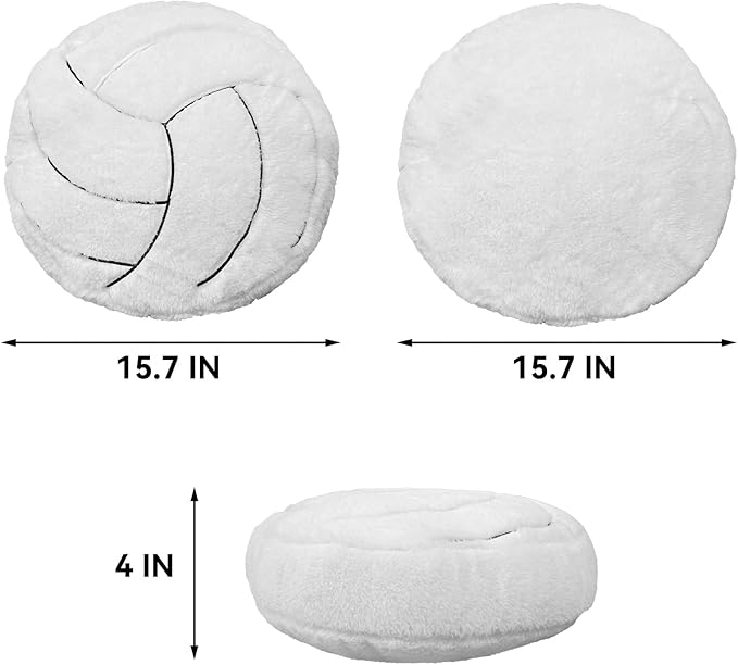Volleyball Pillow, 2 Pcs Volleyball Plush Pillow Soft Fluffy Round Stuffed Sports Throw Pillows, Volleyball Shaped Decorative Throw Pillow for Sofa, Bedroom, Sports Room, Home Decor Gifts 15.7"