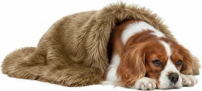 Pets Bed Blanket Dogs Reversible Soft Dog Throw Blankets Cats Mat Sleeper Fuzzy Pet Couch Covers Washable Cat Puppy Cover for Beds Car Sofa Travel Double Sided Furniture Protection (Light Brown,M)