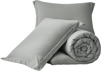 Chezmoi Collection Cliff 3-Piece Lightweight Cooling Comforter Set, Oversized King - Rayon Derived from Bamboo & Polyester Blended, Soft Breathable Bedding for Hot Sleepers, Light Gray
