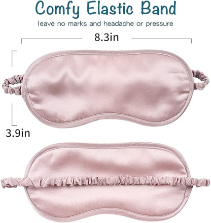 LULUSILK Mulberry Silk Sleep Eye Mask & Blindfold with Elastic Strap/Headband, Soft Eye Cover Eyeshade for Night Sleeping, Travel, Nap(Pink)