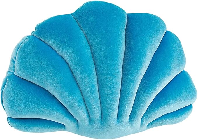 Patty Both Seashell Decorative Pillow Velvet Seashell Throw Pillow, Sea Shell Shaped Throw Pillow Decorative Pillows for Bed Couch Home Office Decor (Blue, Small(12.8 * 10in 0.3kg))