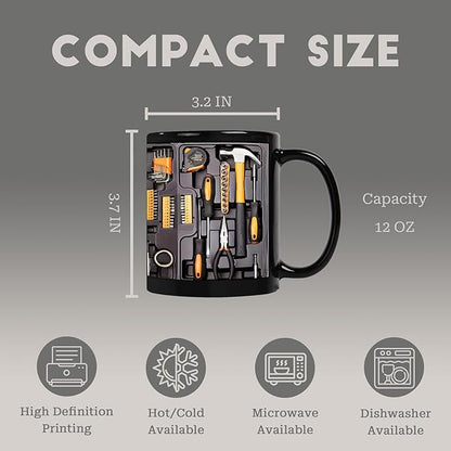 Mechanic Toolbox Mug, Tool Kit Mug 12 Oz for Coffee Milk, Toolbox Coffee Mug for Mechanic Car Lovers Creative Design Ceramic Mug
