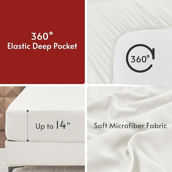 MUXHOMO 5 Pieces Twin XL Comforter Set, Reversible Bed in a Bag Twin XL Size, All Season Bedding Set with Comforter, Flat Sheet, Fitted Sheet, Pillowcases & Shams, Beige & White