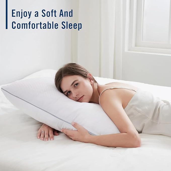 Bed Pillows for Sleeping 2 Pack, Queen Size Pillows Set of 2, Down Alternative Filling, Fluff by Patting Pillow for Back, Stomach or Side Sleepers Grey