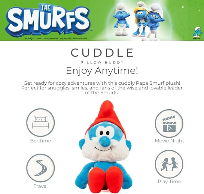 The Smurfs Papa Smurf Bedding Super Soft Cozy Cuddle Pillow Buddy, (Officially Licensed Product) by Franco