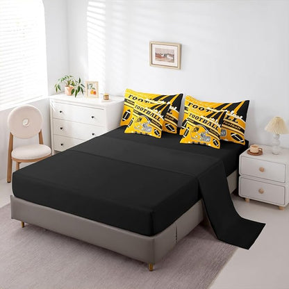 Feelyou Football 7 Pieces Comforter Sets King Size Kids Rugby Sports Bedding Set for All Season Football City Bed in a Bag with Comforter, Sheets, Pillowcases & Cushion Cover