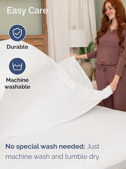 Extra Deep Twin Sheet Set - 4 Piece Breathable and Cooling Sheets - Hotel Luxury Bedding for Women, Men, Kids & Teens - Easy & Secure Fit - Soft and Wrinkle Free - Extra Deep Pockets - Antique White