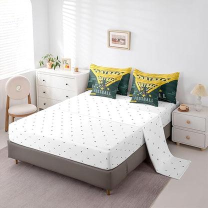 Feelyou Football 7 Pieces Comforter Sets King Size Bedding Set for All Season Football City Bed in a Bag with Comforter, Sheets, Pillowcases & Cushion Cover