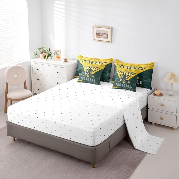Feelyou Football 7 Pieces Comforter Sets Twin Size Bedding Set for All Season Rugby Sports Football City Bed in a Bag with Comforter, Sheets, Pillowcases & Cushion Cover