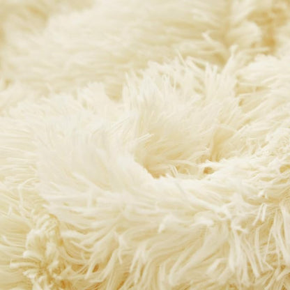 Flysheep Luxury Faux Fur Full/Queen Size Winter Comforter Set Shaggy Velvet Cream Beige Long Hair, 3 Pieces Plush Flannel Sherpa Backing Reversible Soft Microfiber Super Warm Bedding Set for Holiday