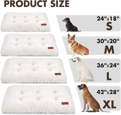 Dog Bed Crate Pad - Rosette Pattern White Velvet Pet Bed Anti-Slip Comfy Kennel Pad for Crates Rosette White S