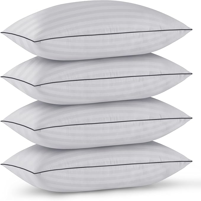 GOHOME Pillows Queen Size Set of 4 - Bed Pillows for Sleeping 4 Pack, Cooling Supportive Hotel Pillows with Premium Soft Down Alternative Fill for Side Stomach and Back Sleepers