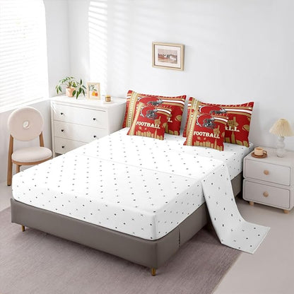 Feelyou Football 7 Pieces Comforter Sets Bedding Set for Boys Kids Teen Twin Size Sports Theme Football City Bed in a Bag with Comforter, Sheets, Pillowcases & Cushion Cover