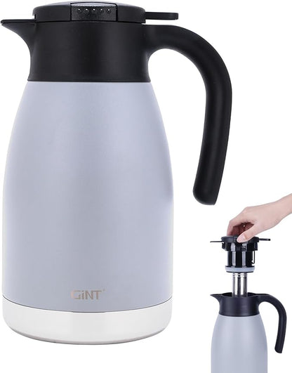 GiNT 51oz Thermal Coffee Carafe with Infuser – Insulated Tea Carafe, Removable Filter, Dishwasher-Safe | 1.5L 6–7 Cups, Wide Mouth, Leak-Proof Seal | Stainless Steel Beverage Server for Home & Office