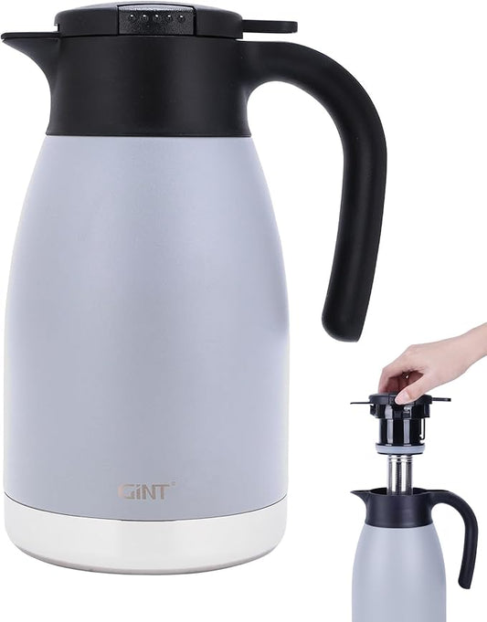 GiNT 51oz Thermal Coffee Carafe with Infuser – Insulated Tea Carafe, Removable Filter, Dishwasher-Safe | 1.5L 6–7 Cups, Wide Mouth, Leak-Proof Seal | Stainless Steel Beverage Server for Home & Office