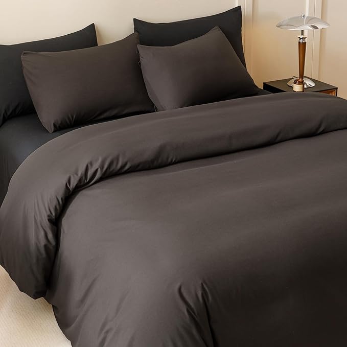 Houseri Dark Brown Comforter Set Twin 3 Piece Dark Chocolate Bedding Twin Size Lightweight Black Coffee Bed Set Soft Comfy Quilt Blanket Twin