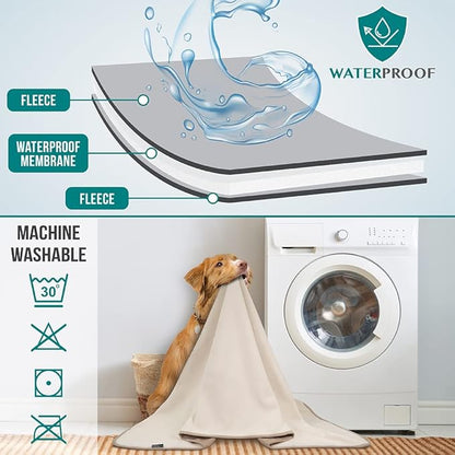PetAmi Waterproof Dog Blanket for Small Medium Pets Dogs Cats, Pet Couch Cover Protector for Furniture, Reversible Washable Soft Fleece Cat Blanket for Bed Couch Sofa, 29x40 (Taupe/Beige)