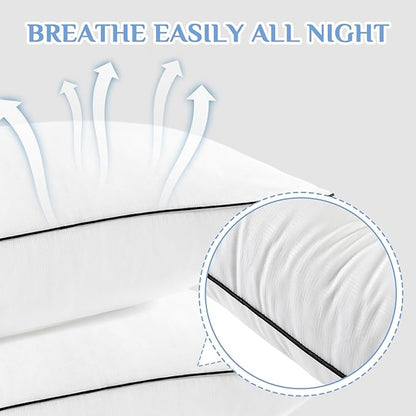 JOLLYVOGUE Standard Size Bed Pillow 1-Pack, Single Pillow for Sleeping, Breathable and Supportive with Down Alternative Fill, Hotel Collection Pillow for Side, Back, and Stomach Sleepers