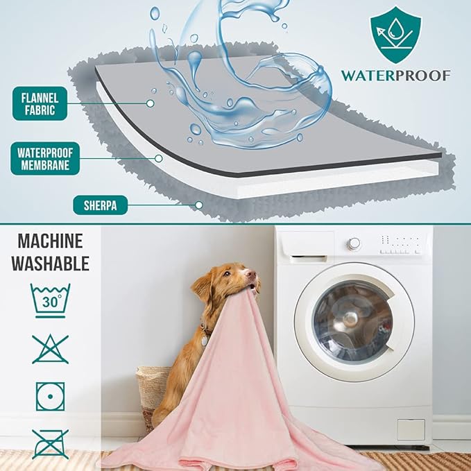 PetAmi Waterproof Dog Blanket for Small Medium Dogs, Pee Proof for Couch Bed, Reversible, Soft Fleece Washable, 29x40 Pink